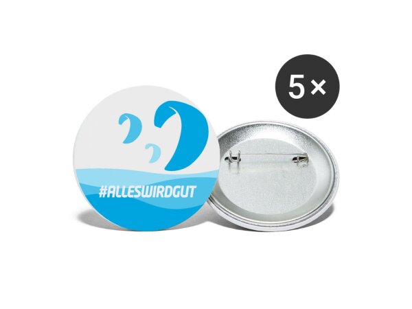 kitesafe,de Buttons klein 25mm #alleswirdgut (5er Pack)